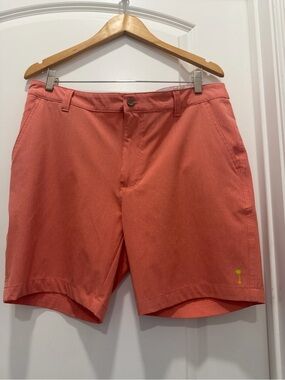 Margaritaville Coral Flat-Front Shorts with Palm tree 7”inseam